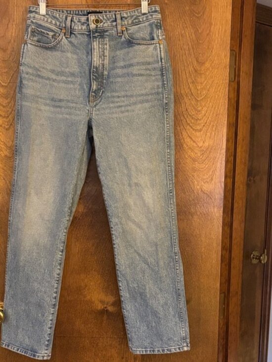 KHAITE Blue Denim with Gold Button Abigail Jean